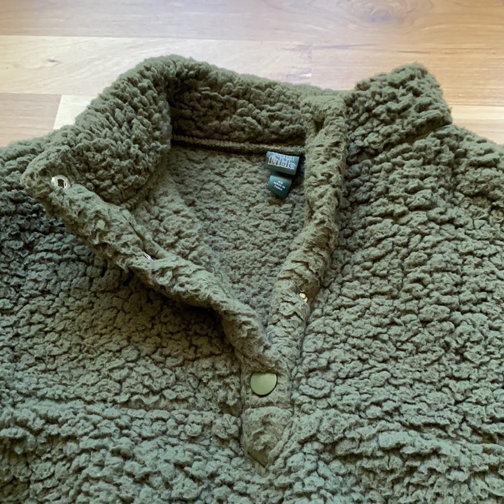 Olive Sherpa Half-Button-Down Pullover - image 2